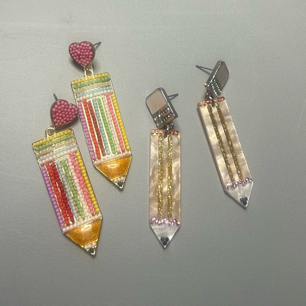 Colorful Beaded Pencil Earrings